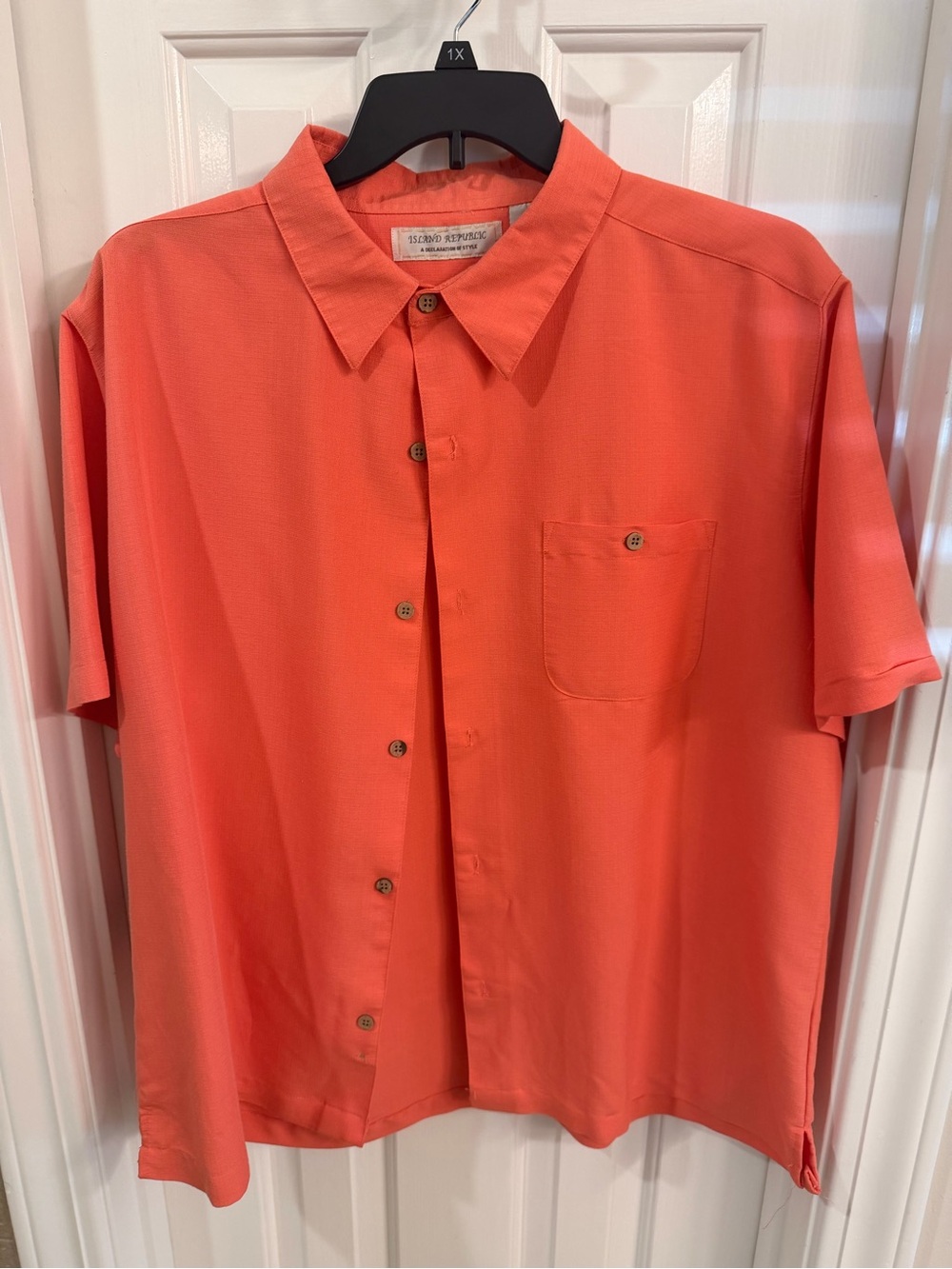 Island Republic Coral-Red Short-Sleeve Button-Down Shirt